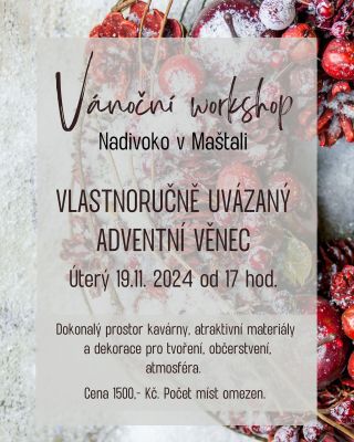 Slibované předvánoční tvoření je tu! 🎄 Přijďte si vytvořit ADVENTNÍ VĚNEC podle vašich představ. Čeká vás nádherný prostor...